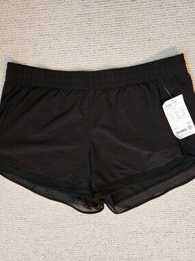 Athleta Mesh Racer Run Mid Rise 4" Shorts Black XL NEW Running Workout Athletic